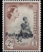 Swaziland 1961 - set Queen Elisabeth II - overprinted: 5 c su 2 d