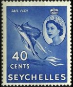 Seychelles 1954 - serie Regina Elisabetta II e soggetti vari: 40 c
