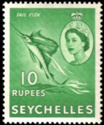 Seychelles 1954 - serie Regina Elisabetta II e soggetti vari: 10 R
