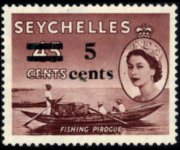 Seychelles 1954 - serie Regina Elisabetta II e soggetti vari: 5 c su 45 c