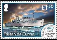 Tristan da Cunha 2015 - set Early mail ships : 1,50 £