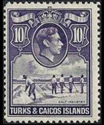 Turks e Caicos 1938 - serie Re Giorgio VI e soggetti vari: 10 sh