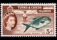 Turks and Caicos Islands 1957 - set Queen Elisabeth II and various subjects: 5 p