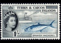 Turks and Caicos Islands 1957 - set Queen Elisabeth II and various subjects: 1 sh