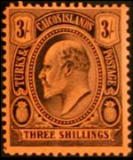 Turks and Caicos Islands 1909 - set King Edward VII: 3 sh