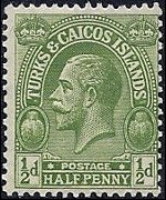 Turks e Caicos 1923 - serie Re Giorgio V: ½ p