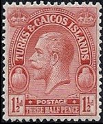 Turks e Caicos 1923 - serie Re Giorgio V: 1½ p