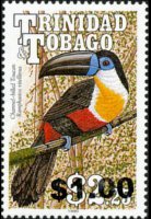 Trinidad e Tobago 1990 - serie Uccelli: 1 $ su 2,25 $