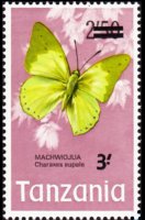 Tanzania 1973 - set Butterflies: 3 sh su 2,50 sh