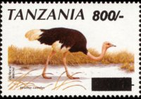 Tanzania 1990 - serie Uccelli: 800 sh su 500 sh