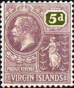 British Virgin Islands 1922 - set King George V and St. Ursula: 5 p