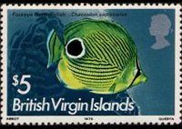Isole Vergini britanniche 1975 - serie Pesci: 5 $