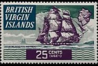 Isole Vergini britanniche 1970 - serie Navi: 25 c