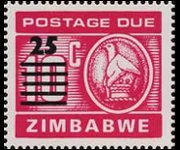 Zimbabwe 1980 - serie Cifra e uccello: 25 c su 10 c