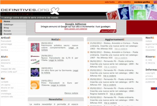 2008 - Schermata con la homepage