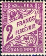Andorra (amministrazione francese) 1937 - serie Cifra in un cartiglio: 2 fr