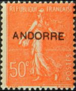 Andorra (amministrazione francese) 1931 - serie Francobolli francesi soprastampati: 50 c