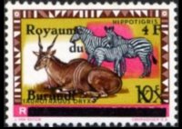 Burundi 1962 - set Flowers and animals: 4 fr su 10 fr