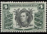 Belize 1938 - serie Re Giorgio VI e soggetti vari: 4 c