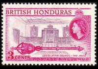 Belize 1953 - serie Regina Elisabetta II e soggetti vari: 3 c