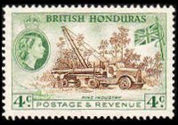 Belize 1953 - serie Regina Elisabetta II e soggetti vari: 4 c