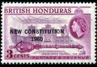 Belize 1953 - serie Regina Elisabetta II e soggetti vari: 3 c