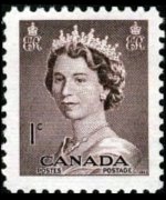 Canada 1953 - serie Regina Elisabetta II: 1 c