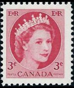 Canada 1954 - serie Regina Elisabetta II: 3 c