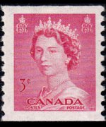 Canada 1953 - serie Regina Elisabetta II: 3 c