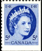 Canada 1954 - serie Regina Elisabetta II: 5 c