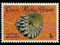 Isole Cocos 1985 - serie Conchiglie e molluschi: 1 c