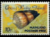 Isole Cocos 1985 - serie Conchiglie e molluschi: - su 10 c