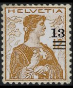 Svizzera 1909 - serie Svizzera - nuovo tipo: 13 c su 12 c