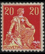 Svizzera 1908 - serie Svizzera seduta: 20 c