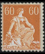 Svizzera 1908 - serie Svizzera seduta: 60 c