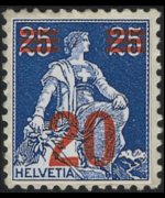 Svizzera 1908 - serie Svizzera seduta: 20 c su 25 c