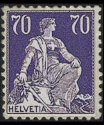 Svizzera 1908 - serie Svizzera seduta: 70 c