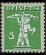 Svizzera 1909 - serie Walter Tell: 5 c