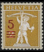 Svizzera 1909 - serie Walter Tell: 5 c su 2 c