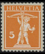 Svizzera 1909 - serie Walter Tell: 5 c