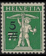 Svizzera 1909 - serie Walter Tell: 5 c su 7½ c