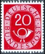 Germany 1951 - set Numeral and posthorn: 20 p
