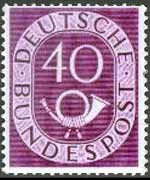 Germania 1951 - serie Cifra e corno di posta: 40 p