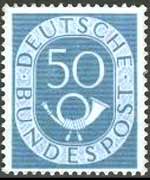 Germania 1951 - serie Cifra e corno di posta: 50 p