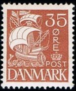 Danimarca 1927 - serie Caravella - sfondo pieno: 35 ø