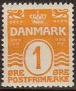 Danimarca 1905 - serie Cifra e onde: 1 ø