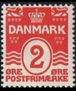 Danimarca 1905 - serie Cifra e onde: 2 ø
