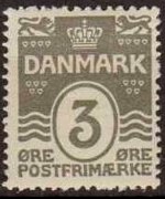 Denmark 1905 - set Numeral and waves: 3 ø
