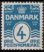 Danimarca 1905 - serie Cifra e onde: 4 ø