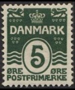 Danimarca 1905 - serie Cifra e onde: 5 ø